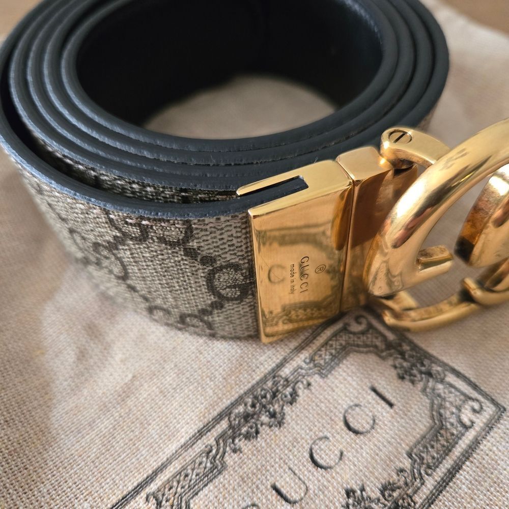 AUTHENTIC Gucci Black and Gold Men's Belt Size 115/46